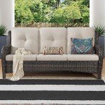 Joyside 3-Seater Wicker Patio Couch with Cushions