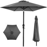 10ft Gray Steel Patio Umbrella with Crank