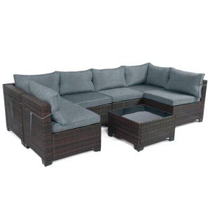 7-Piece Rattan Outdoor Patio Furniture Set