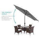 10ft Gray Steel Patio Umbrella with Crank