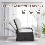 Adjustable Outdoor Wicker Recliner Chair with Cushion