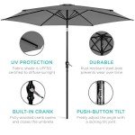 10ft Gray Steel Patio Umbrella with Crank