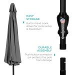 10ft Gray Steel Patio Umbrella with Crank