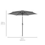 10ft Gray Steel Patio Umbrella with Crank
