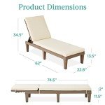 Outdoor Adjustable Lounge Chair with Cushion - Brown/Ivory