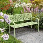 VINGLI Floral Back 50" Outdoor Metal Bench