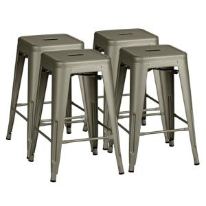 Set of 4 Stackable Metal Bar Stools