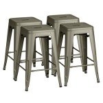 Set of 4 Stackable Metal Bar Stools