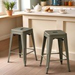 Set of 4 Stackable Metal Bar Stools