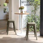 Set of 4 Stackable Metal Bar Stools