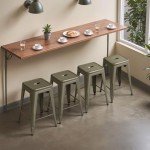 Set of 4 Stackable Metal Bar Stools