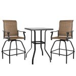Dark Brown 3-Piece Patio Bar Set with Swivel Stools