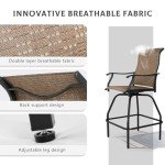 Dark Brown 3-Piece Patio Bar Set with Swivel Stools