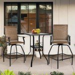 Dark Brown 3-Piece Patio Bar Set with Swivel Stools