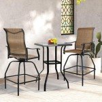 Dark Brown 3-Piece Patio Bar Set with Swivel Stools