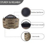 28" Round Steel Fire Pit with Cast Stone Base