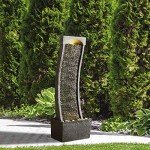 Modern Curved Faux Slate Waterfall Fountain