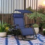 Navy Blue Zero Gravity Outdoor Recliner Chair
