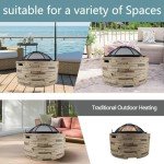 28" Round Steel Fire Pit with Cast Stone Base