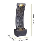 Modern Curved Faux Slate Waterfall Fountain