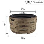 28" Round Steel Fire Pit with Cast Stone Base