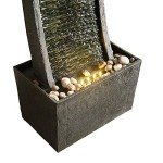 Modern Curved Faux Slate Waterfall Fountain