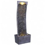 Modern Curved Faux Slate Waterfall Fountain