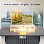 SereneLife 50,000 BTU Rectangle Fire Pit Table