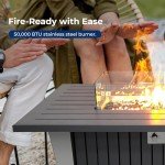 SereneLife 50,000 BTU Rectangle Fire Pit Table