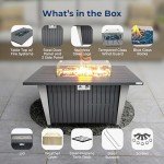 SereneLife 50,000 BTU Rectangle Fire Pit Table