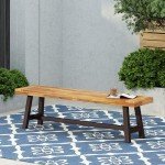 Acacia Wood and Metal Outdoor Bench