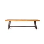 Acacia Wood and Metal Outdoor Bench
