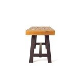 Acacia Wood and Metal Outdoor Bench