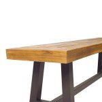 Acacia Wood and Metal Outdoor Bench