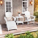 SERWALL White Weather Resistant Adirondack Chair