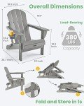 Folding Adirondack Chair with Cup Holder - Grey