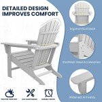 SERWALL White Weather Resistant Adirondack Chair