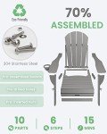 Folding Adirondack Chair with Cup Holder - Grey