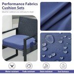 Navy Blue Waterproof Patio Chair Cushions Set of 4