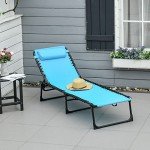 Outsunny Folding Chaise Lounge Chair - Blue