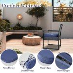 Navy Blue Waterproof Patio Chair Cushions Set of 4