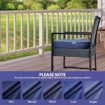 Navy Blue Waterproof Patio Chair Cushions Set of 4