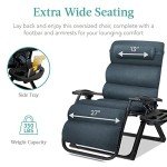 Oversized Zero Gravity Patio Recliner with Tray