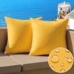 Set of 2 Yellow Outdoor Pillow Covers, 18x18 Inch