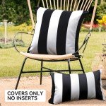 Set of 2 Waterproof Striped Outdoor Pillow Covers