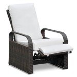 Adjustable Outdoor Wicker Recliner Chair with Cushion