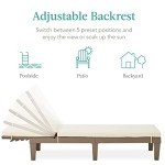 Outdoor Adjustable Lounge Chair with Cushion - Brown/Ivory