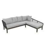 L-Shaped Patio Sofa with Removable Cushions, Grey