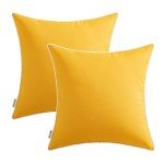 Set of 2 Yellow Outdoor Pillow Covers, 18x18 Inch