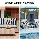 Set of 2 Waterproof Striped Outdoor Pillow Covers